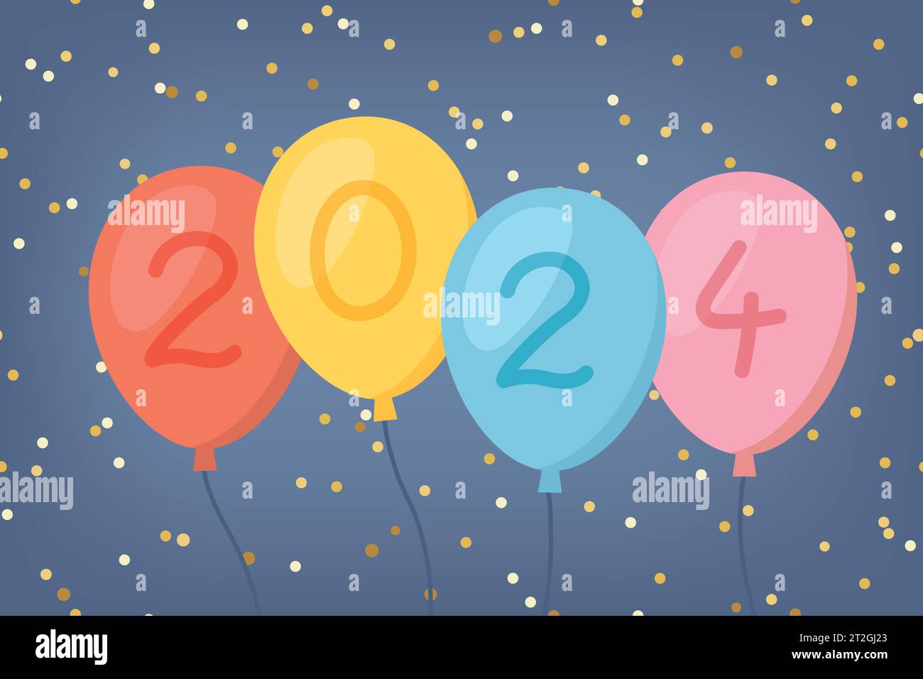 balloons with 2024, New Year's Eve party vector illustration Stock