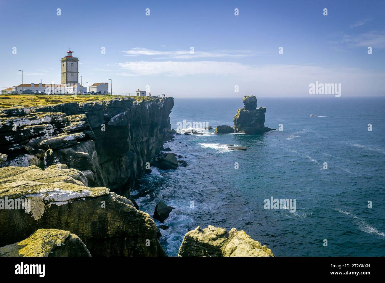 Cabo Carvoeiro in Peniche city, Portugal - Lighthouse start to work in the year 1790 Stock Photo