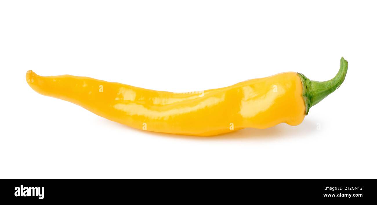 Yellow fresh chili pepper on white background Stock Photo - Alamy