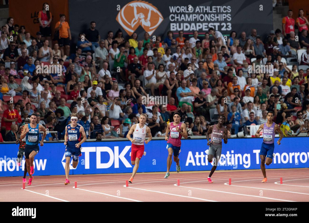 Abdullahi Hassan of Canada competing in the men’s 800m heat’s at the World Athletics Championships at the National Athletics Centre in Budapest on Aug Stock Photo