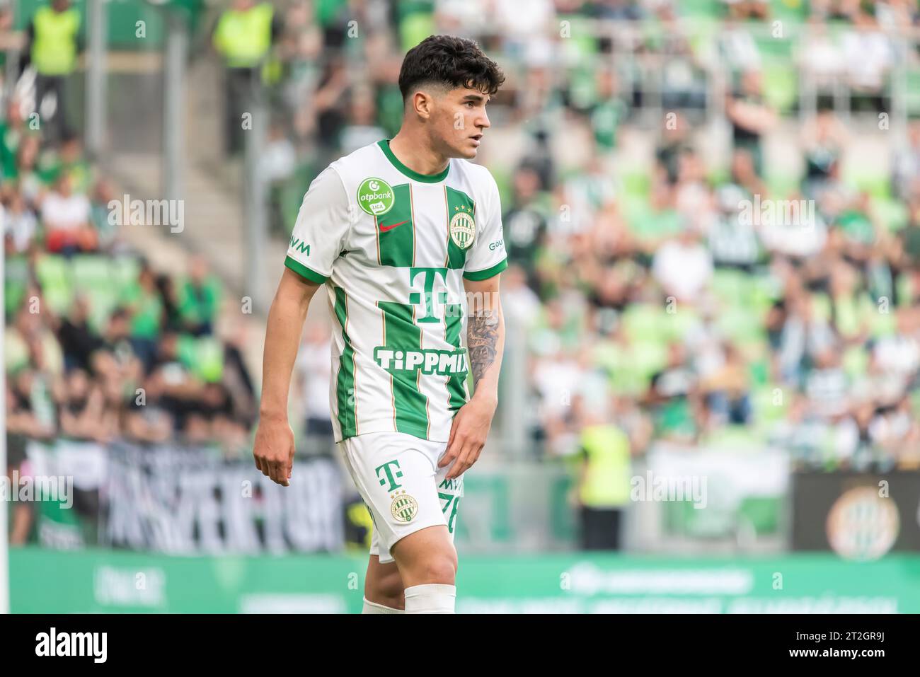 BUDAPEST, HUNGARY - APRIL 2: Krisztian Lisztes of Ferencvarosi TC  celebrates with teammates after scoring a goal during the Hungarian OTP  Bank Liga match between Ferencvarosi TC and MOL Fehervar FC at