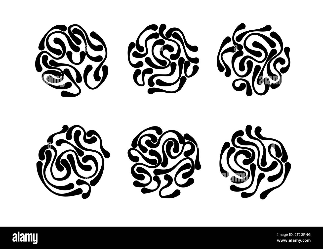 Circles with abstract stoke lines, vector illustration. Stock Vector