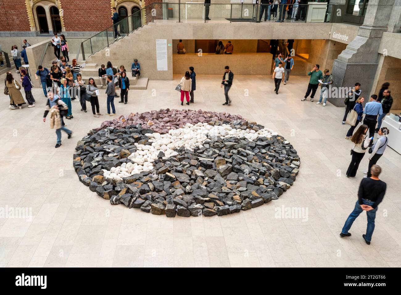 Black White Blue Purple Circle by Richard Long in the atrium of the ...