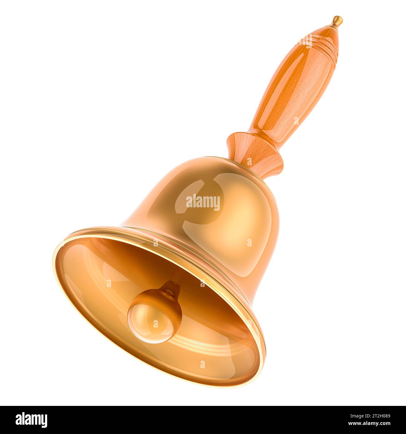 Hand Bell Image Hand Bell with Wooden Handle. 3D rendering isolated on white background ...