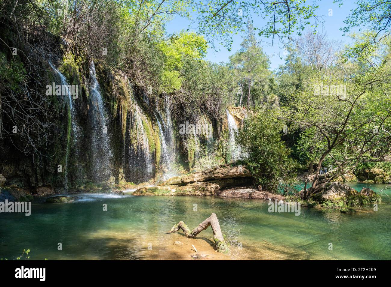 Kursunlu waterfall in Antalya, Turkey. The waterfall is on one of the tributaries of the Aksu River, where the tributary drops from Antalya's plateau Stock Photo