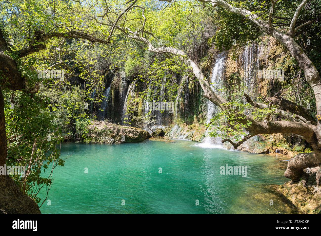 Kursunlu waterfall in Antalya, Turkey. The waterfall is on one of the tributaries of the Aksu River, where the tributary drops from Antalya's plateau Stock Photo