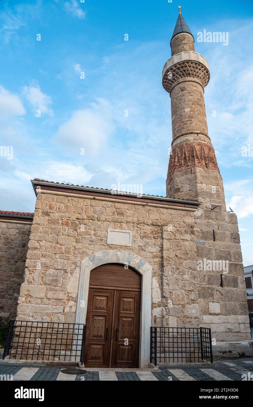 Antalya, Turkey – March 23, 2023. Kesik Minare mosque in Kaleici historic neighborhood of Antalya, Turkey. Known as Kesik Minare for the truncated min Stock Photo