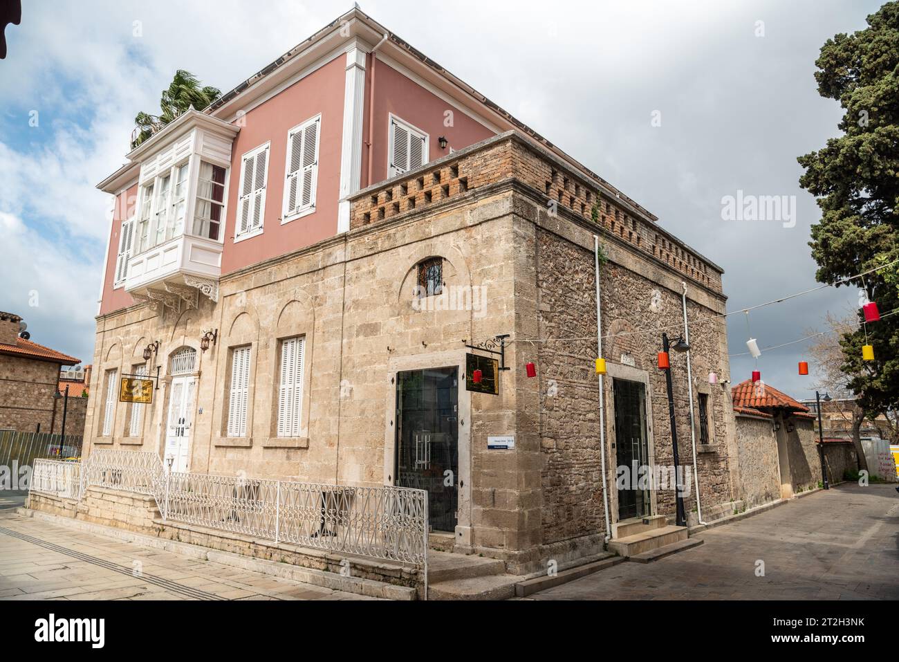 Antalya, Turkey - March 28, 2023. Historic konak building in Kaleici quarter of Antalya, Turkey. The building is currently occupied by Giges King bout Stock Photo