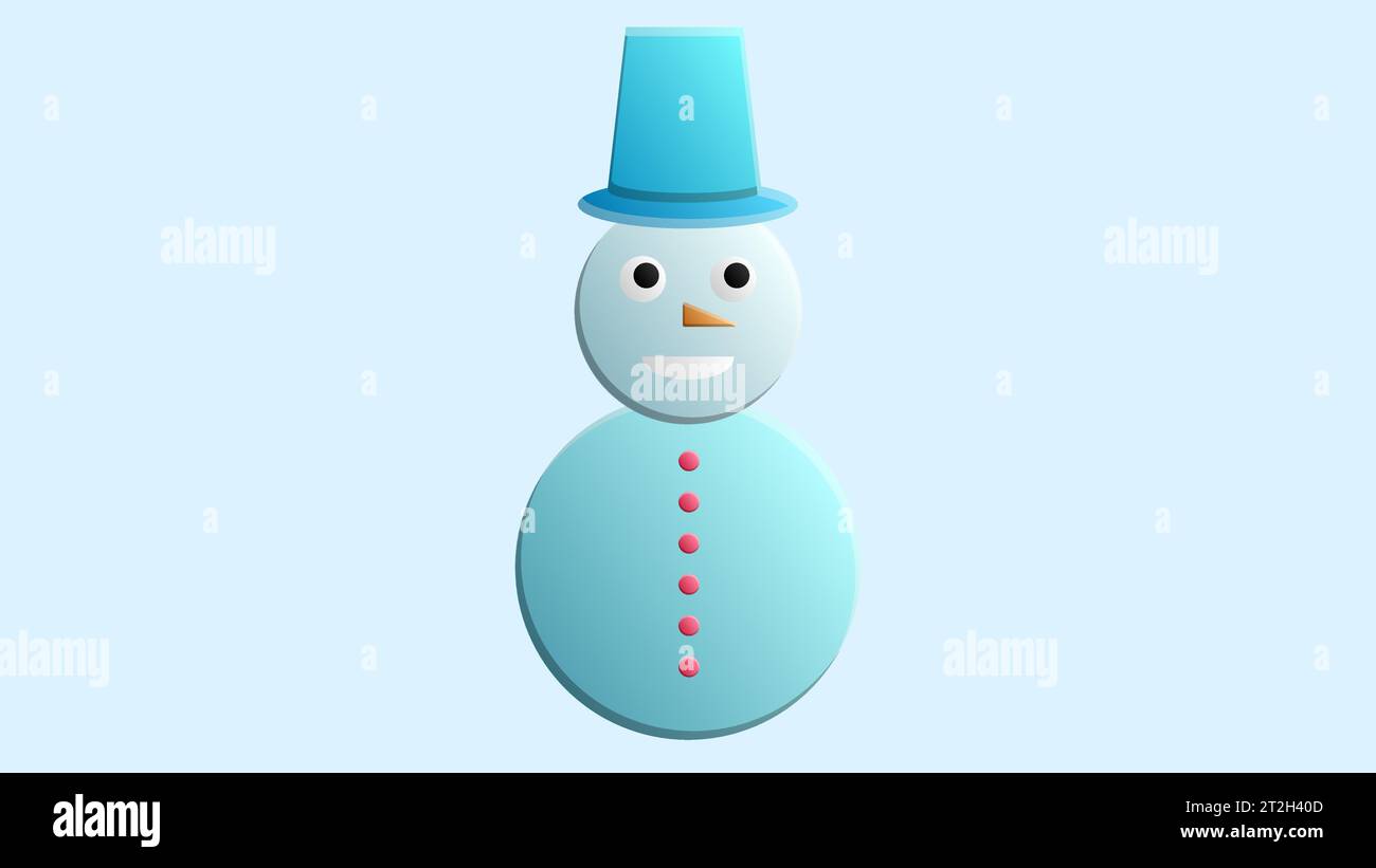 Snowman with hat and scarf isolated on white background. Vector ...