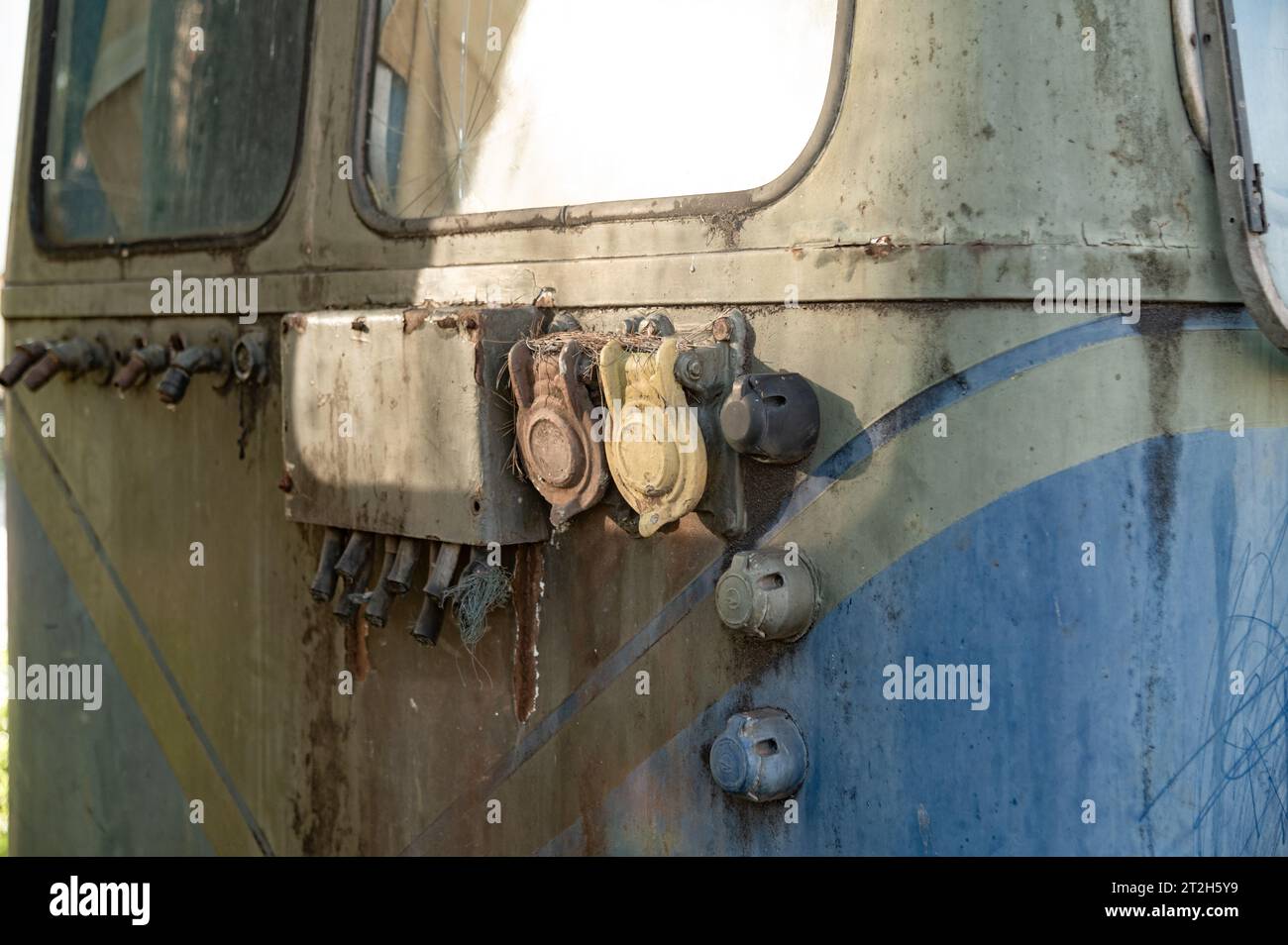 Abandoned Rack Railway Train in Diakopto Greece Stock Photo