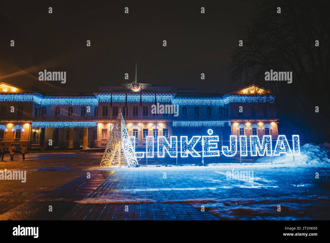 VILNIUS, LITHUANIA - DECEMBER 23, 2022: Narrow streets of Vilnius Old