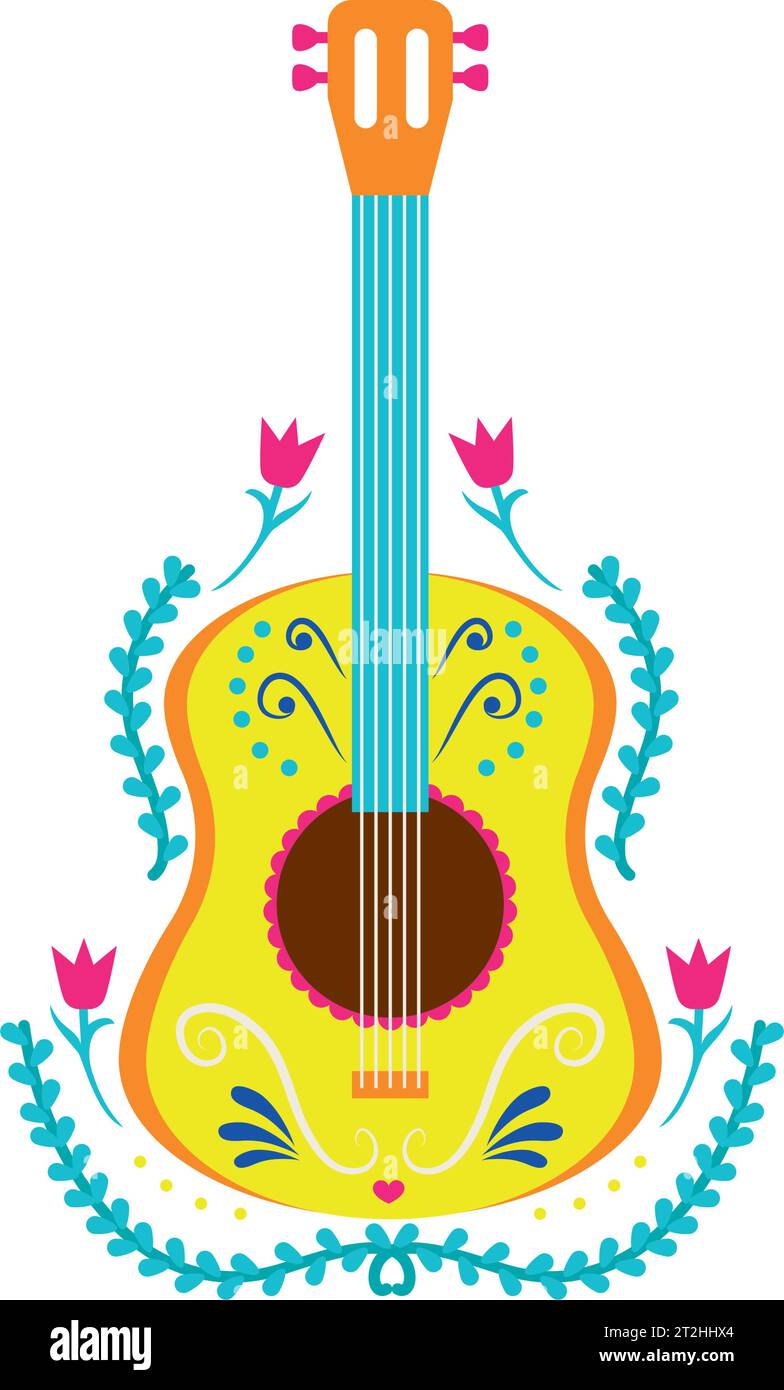 mexican guitar and flowers Stock Vector Image & Art - Alamy