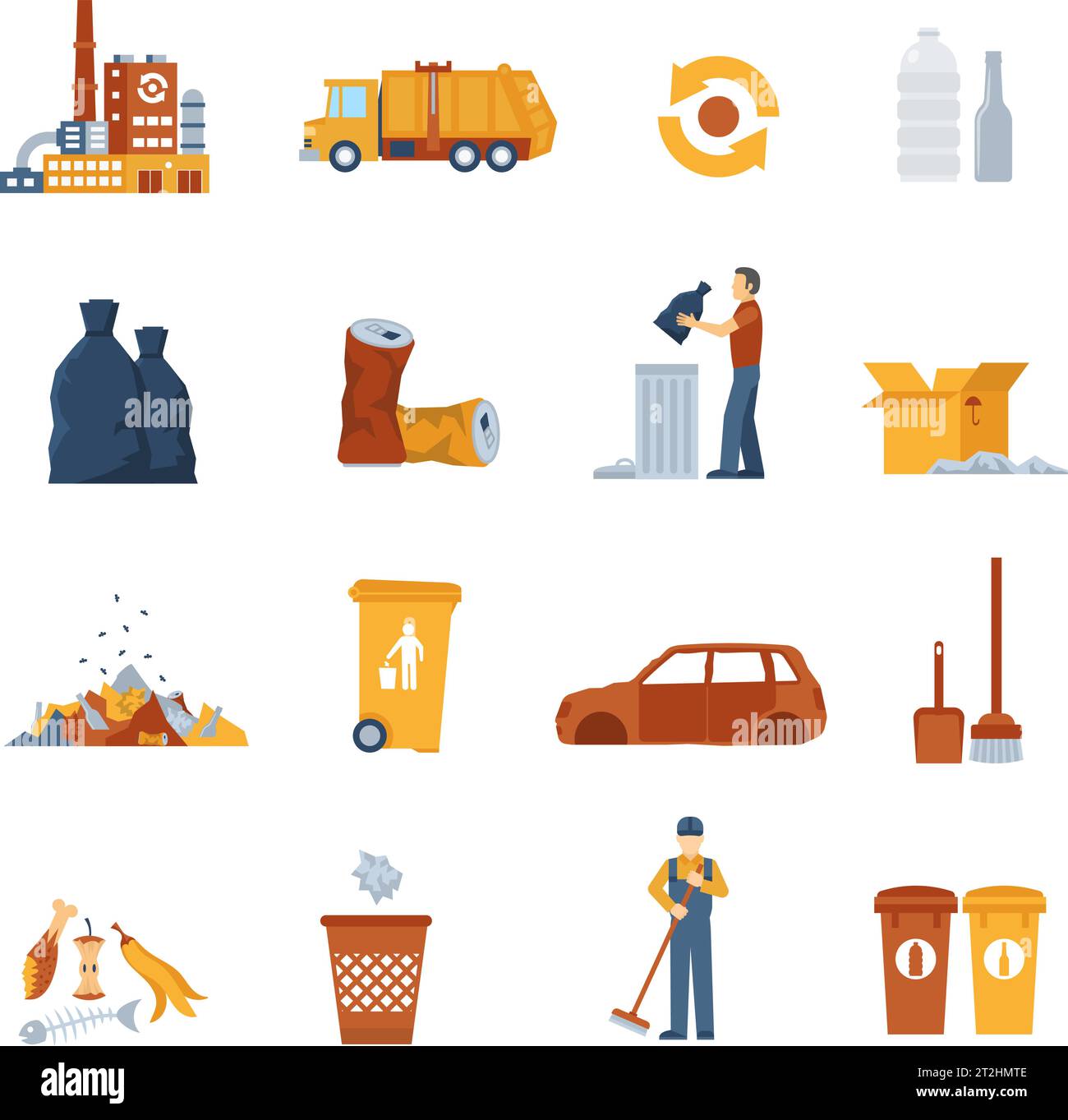 Concept icons set about garbage collection and disposal vector