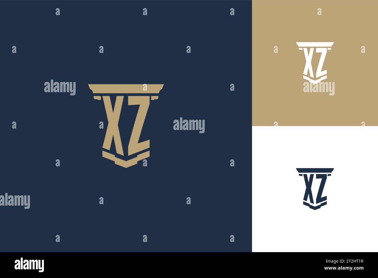 XZ monogram initials logo design with pillar icon. Attorney law logo ...