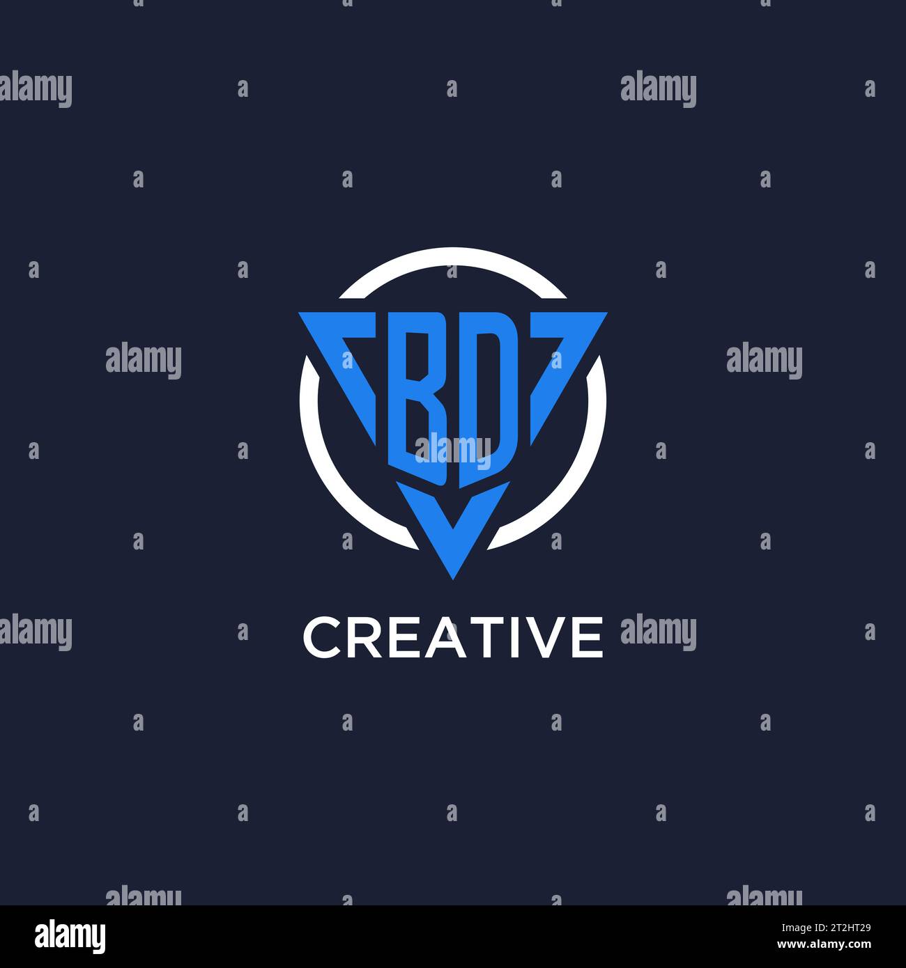 BD monogram logo with triangle shape and circle design vector Stock Vector