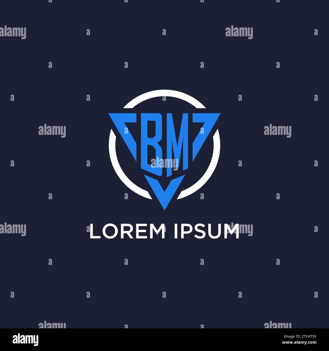 BM monogram logo with triangle shape and circle design vector Stock Vector