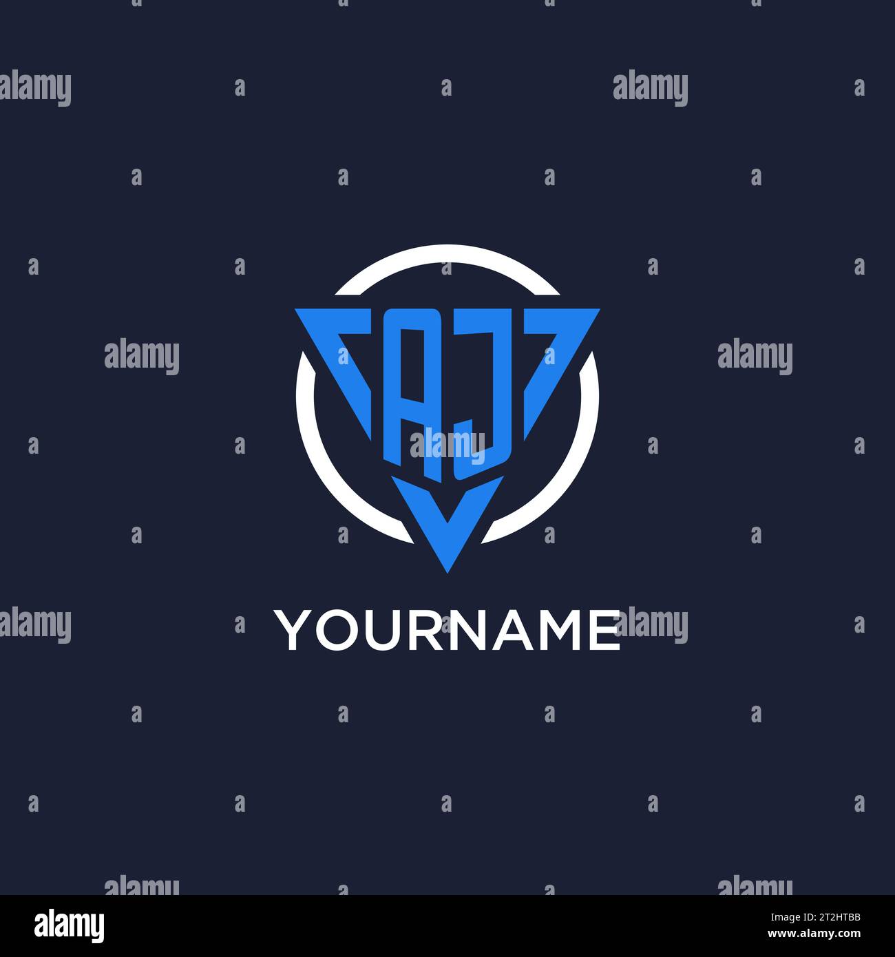AJ monogram logo with triangle shape and circle design vector Stock Vector