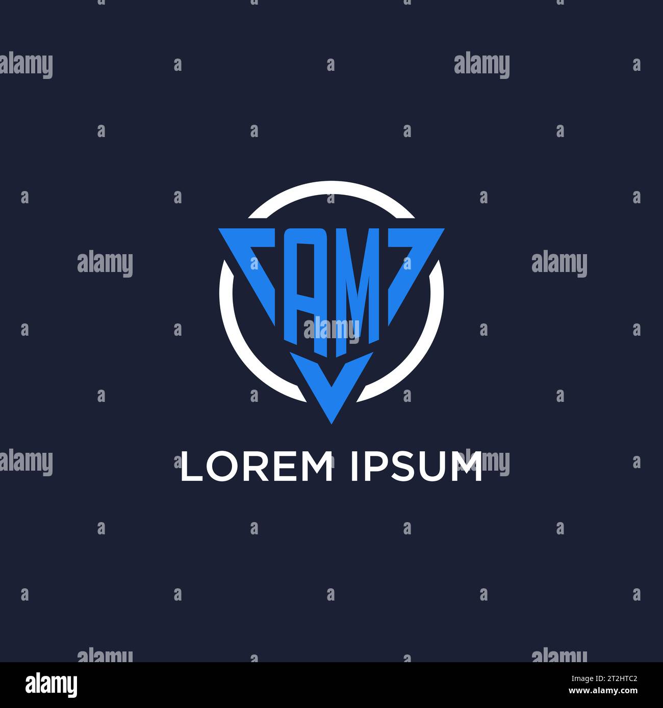 AM monogram logo with triangle shape and circle design vector Stock Vector