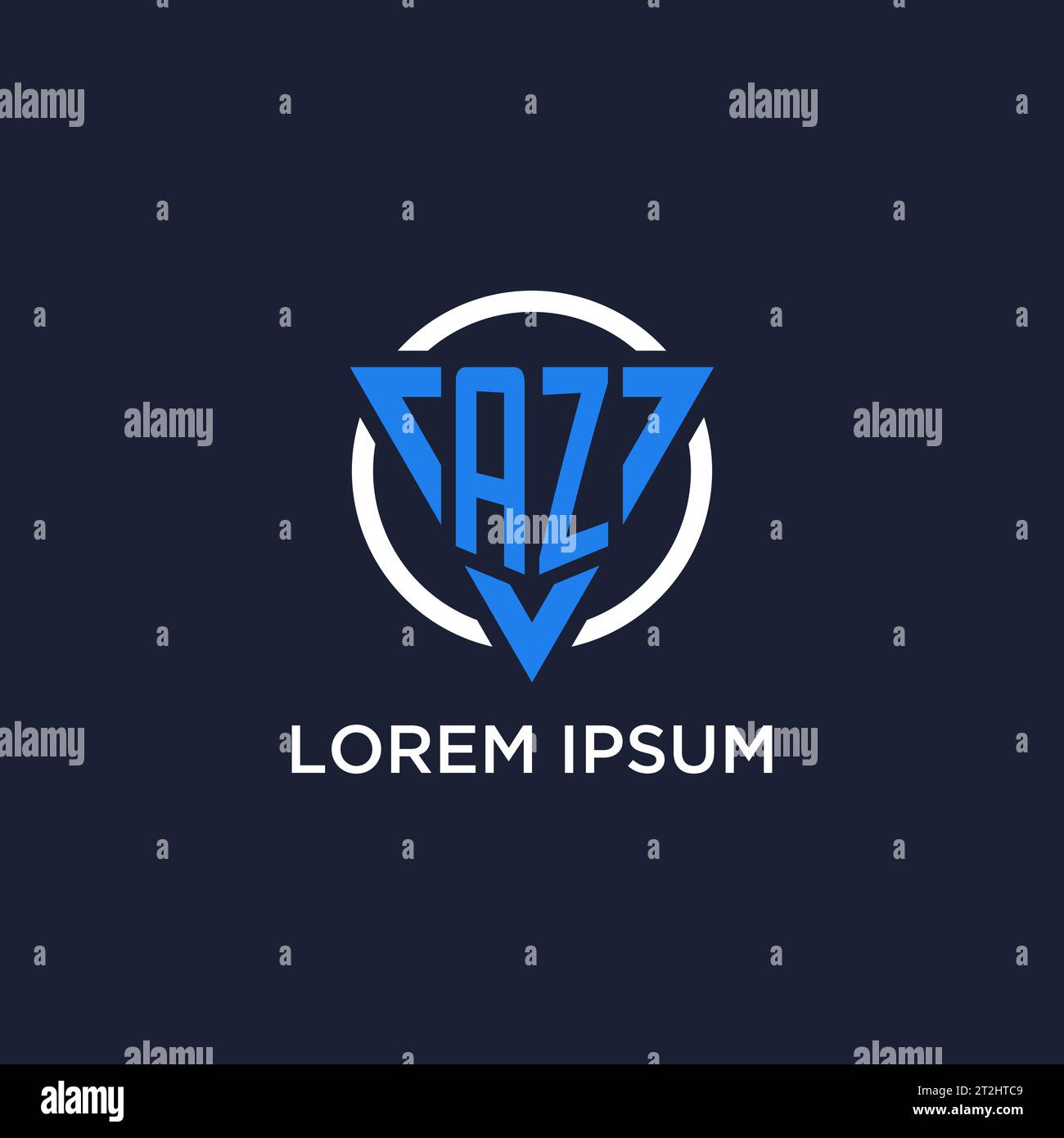 AZ monogram logo with triangle shape and circle design vector Stock Vector