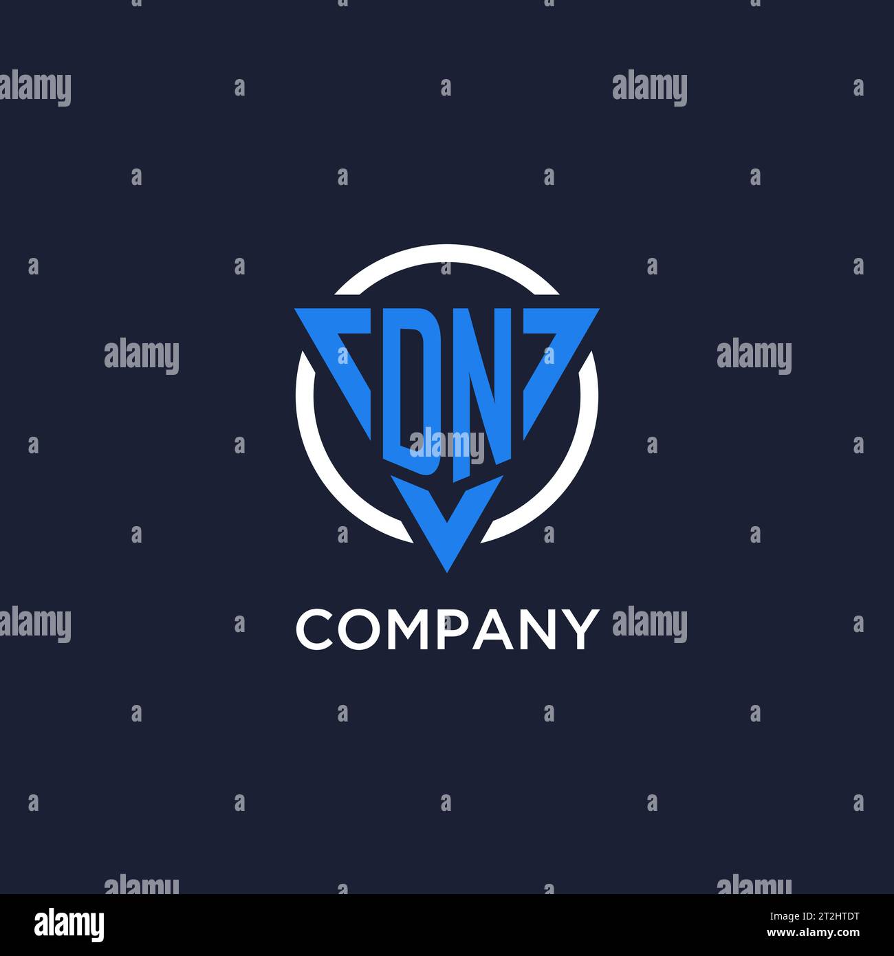 DN monogram logo with triangle shape and circle design vector Stock Vector