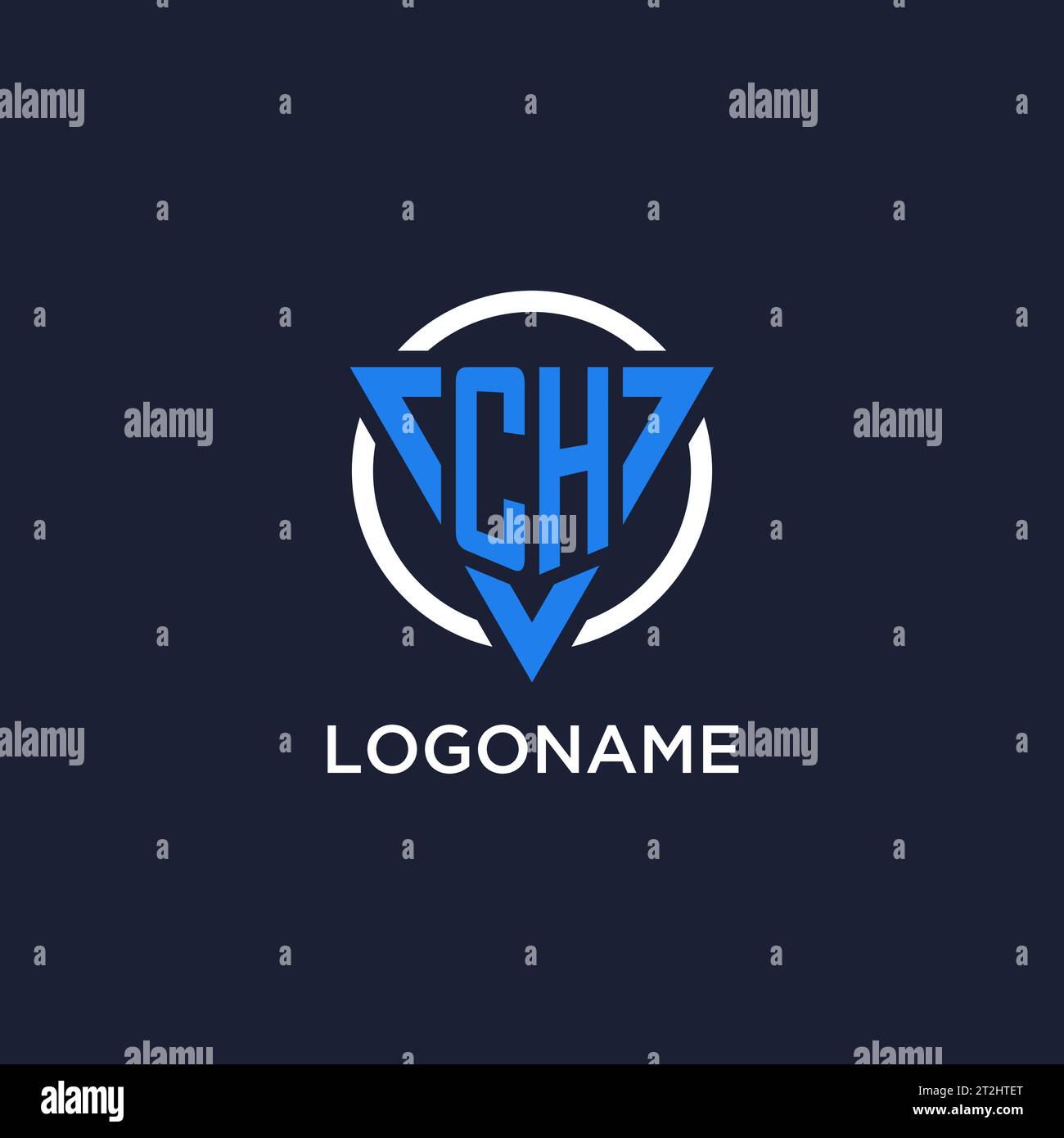 CH monogram logo with triangle shape and circle design vector Stock Vector