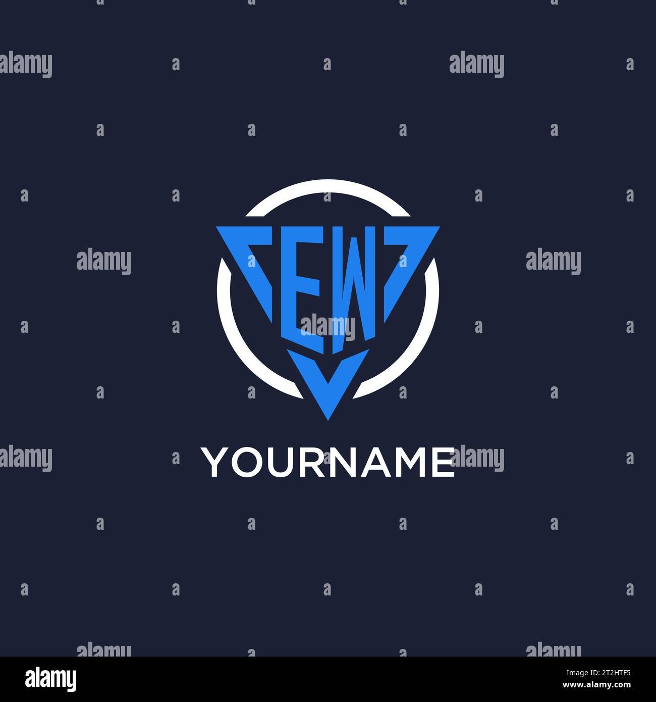 EW monogram logo with triangle shape and circle design vector Stock Vector