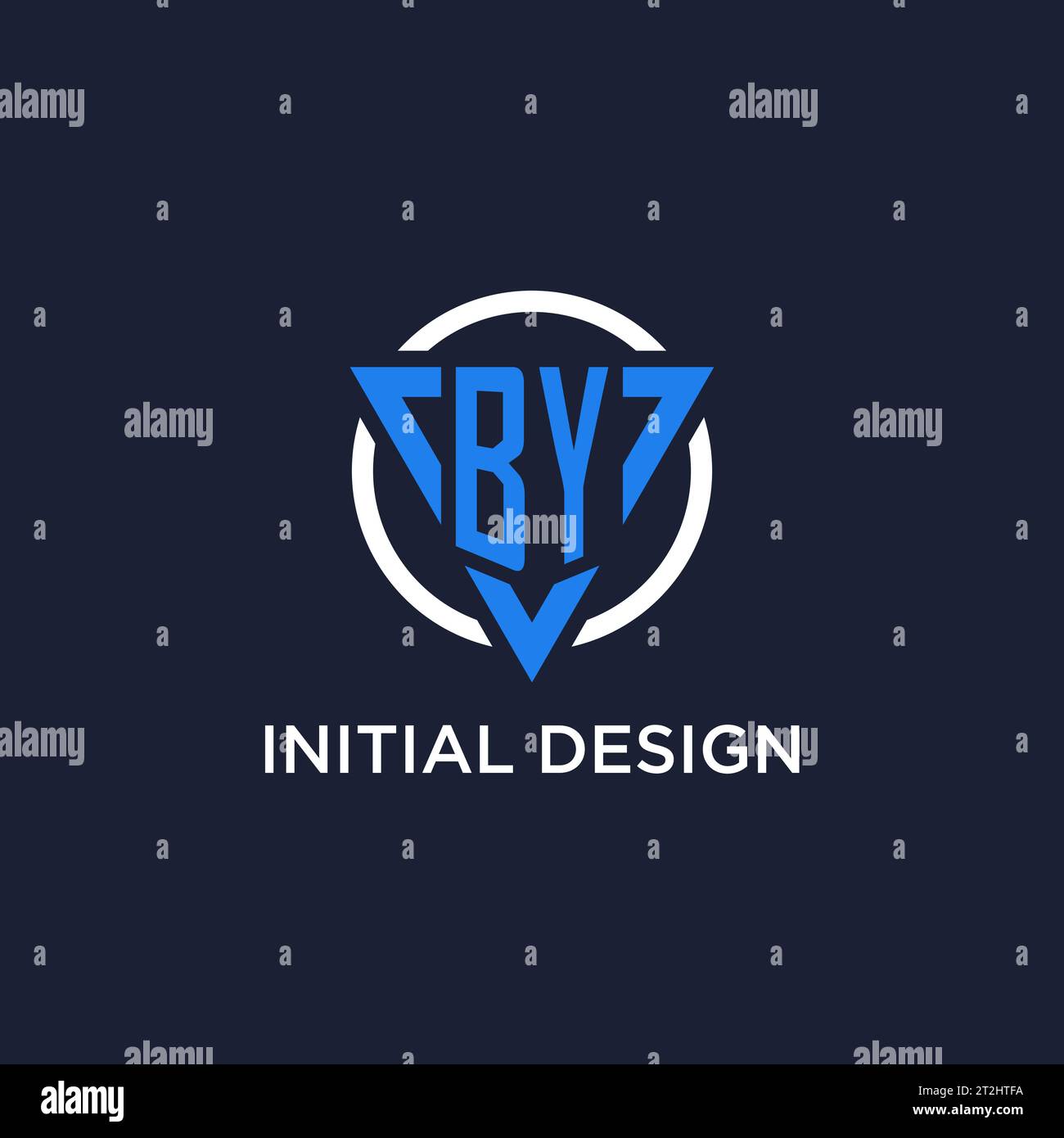 BY monogram logo with triangle shape and circle design vector Stock Vector