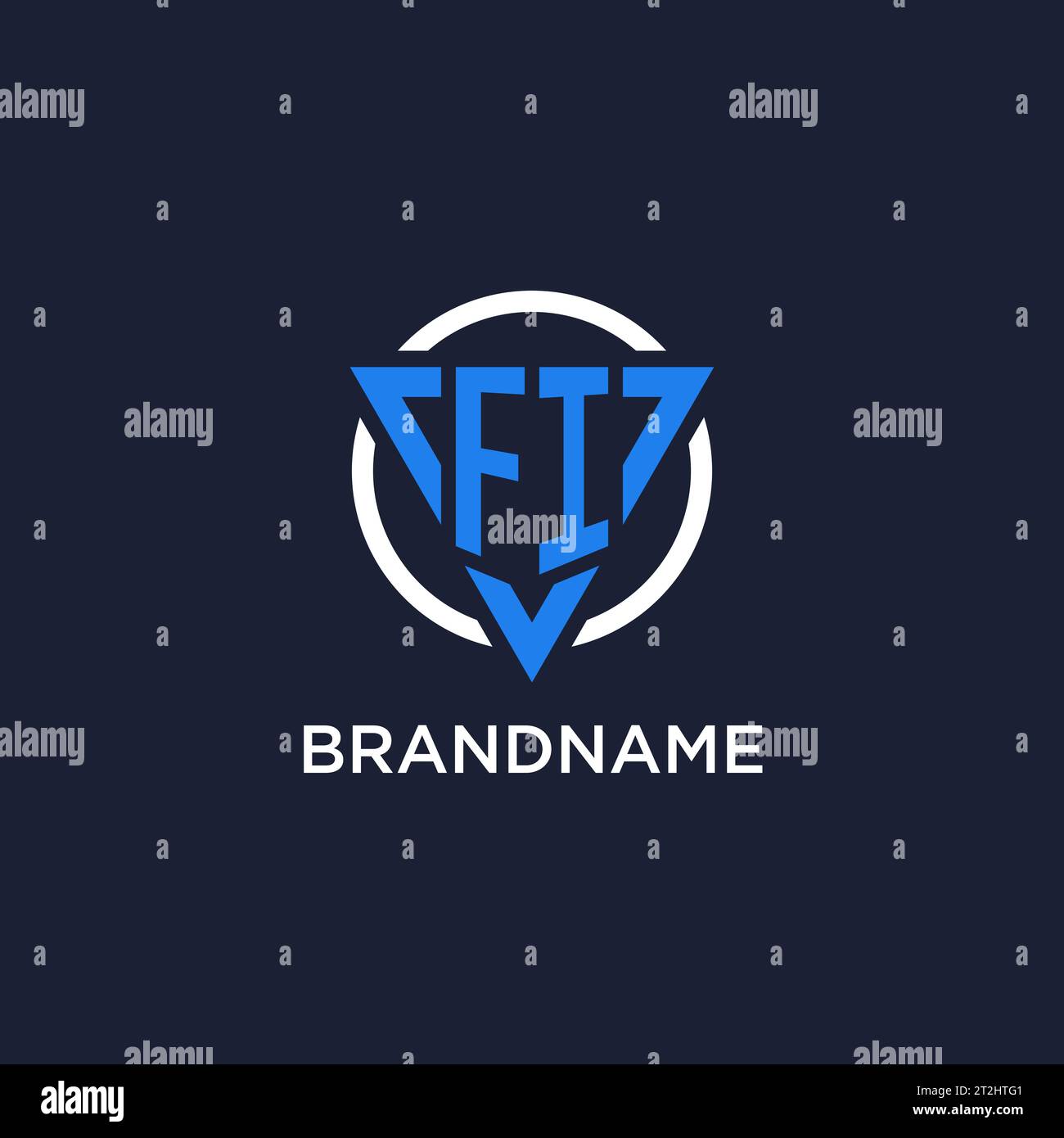 FI monogram logo with triangle shape and circle design vector Stock Vector