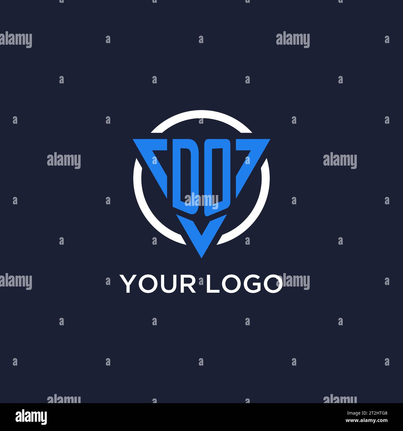 DO monogram logo with triangle shape and circle design vector Stock Vector