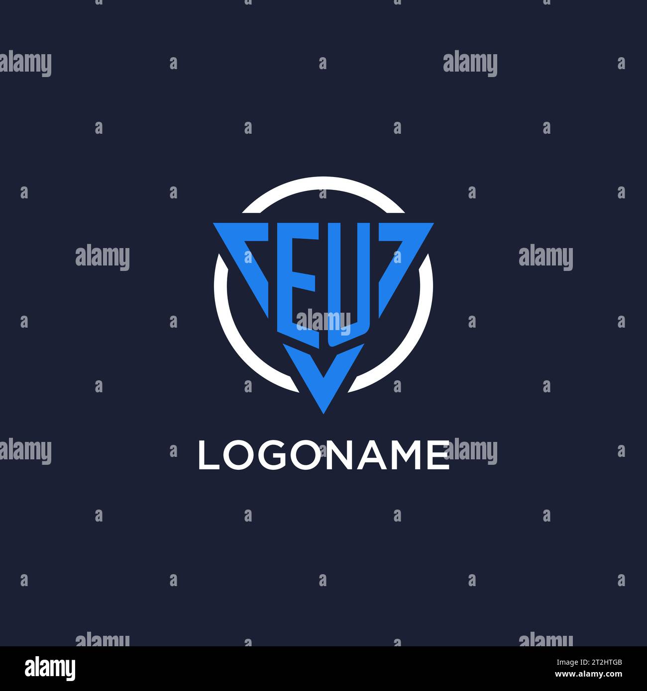 EU monogram logo with triangle shape and circle design vector Stock Vector