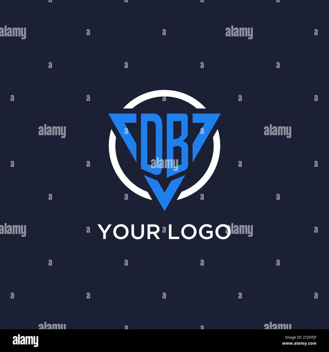 DB monogram logo with triangle shape and circle design vector Stock Vector