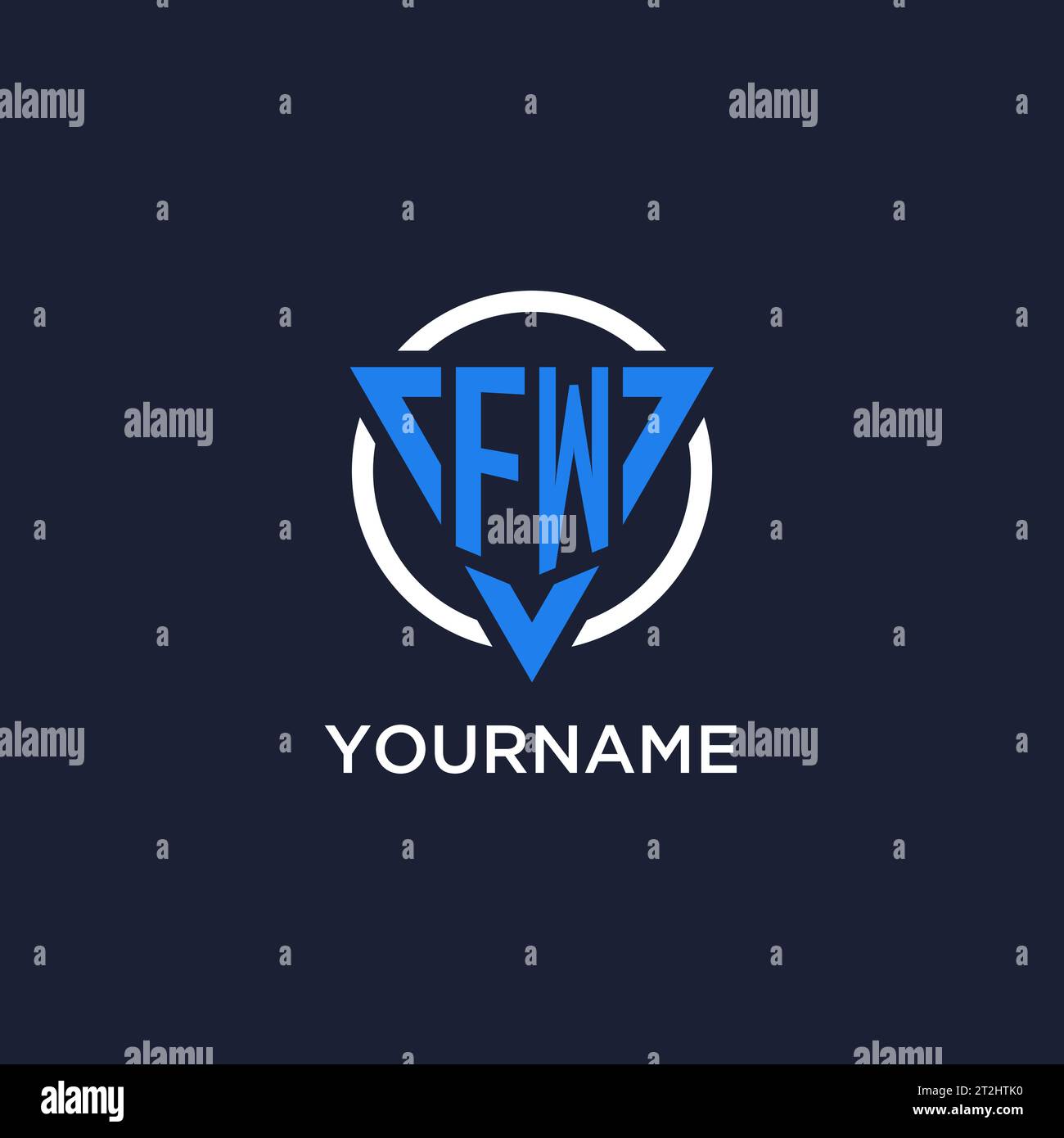 FW monogram logo with triangle shape and circle design vector Stock Vector
