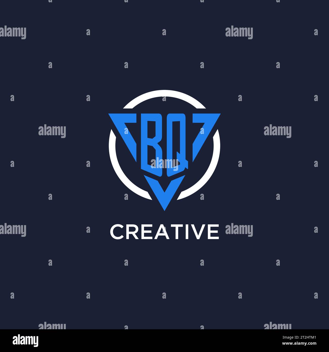 BQ monogram logo with triangle shape and circle design vector Stock Vector