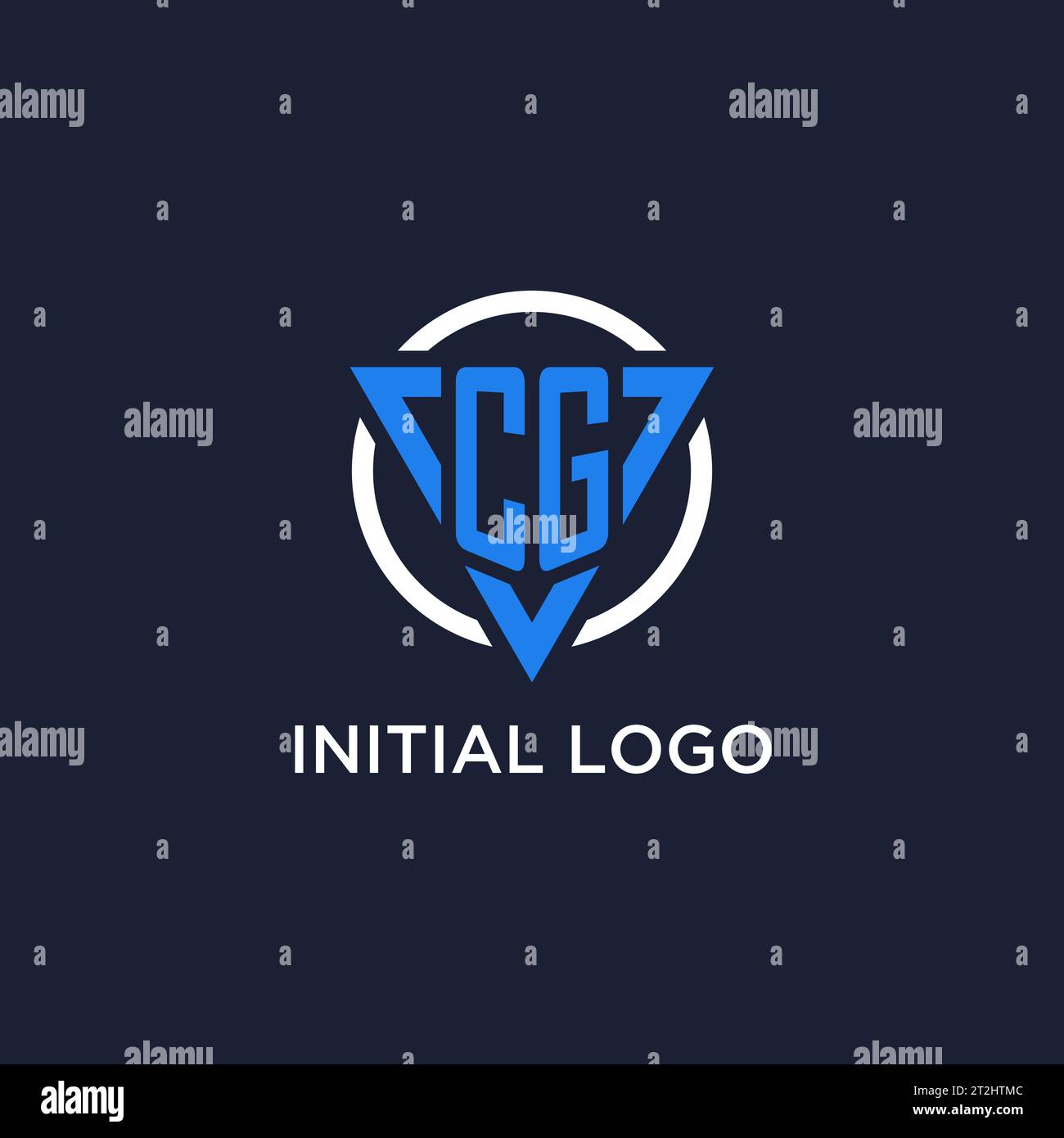 CG monogram logo with triangle shape and circle design vector Stock Vector
