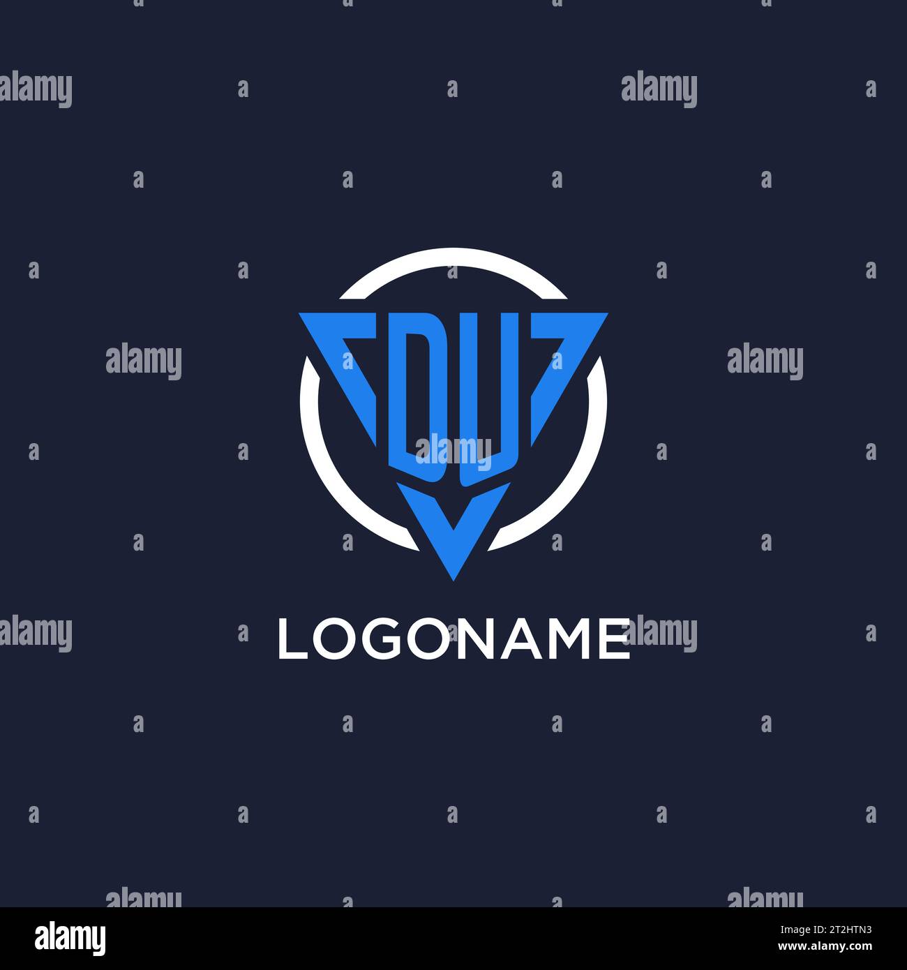 DU monogram logo with triangle shape and circle design vector Stock Vector