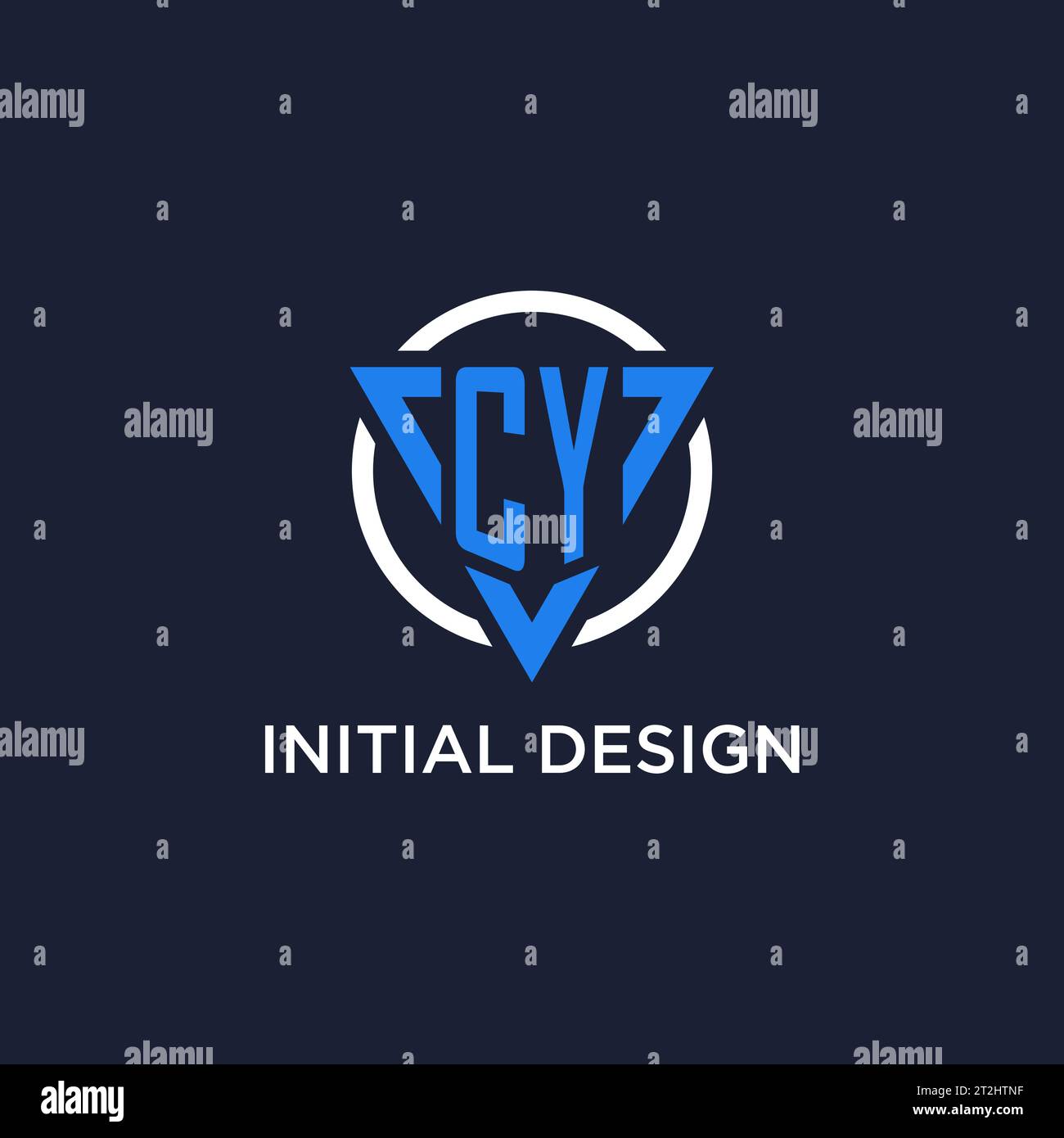 CY monogram logo with triangle shape and circle design vector Stock Vector