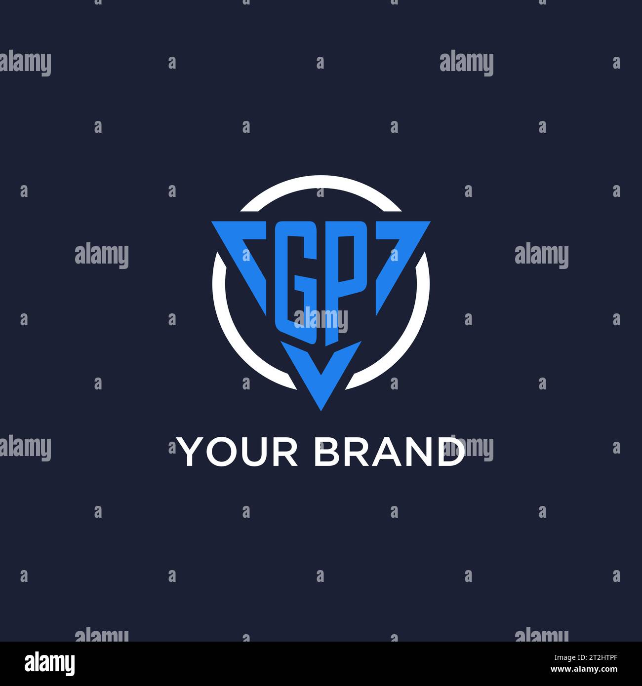 GP monogram logo with triangle shape and circle design vector Stock Vector
