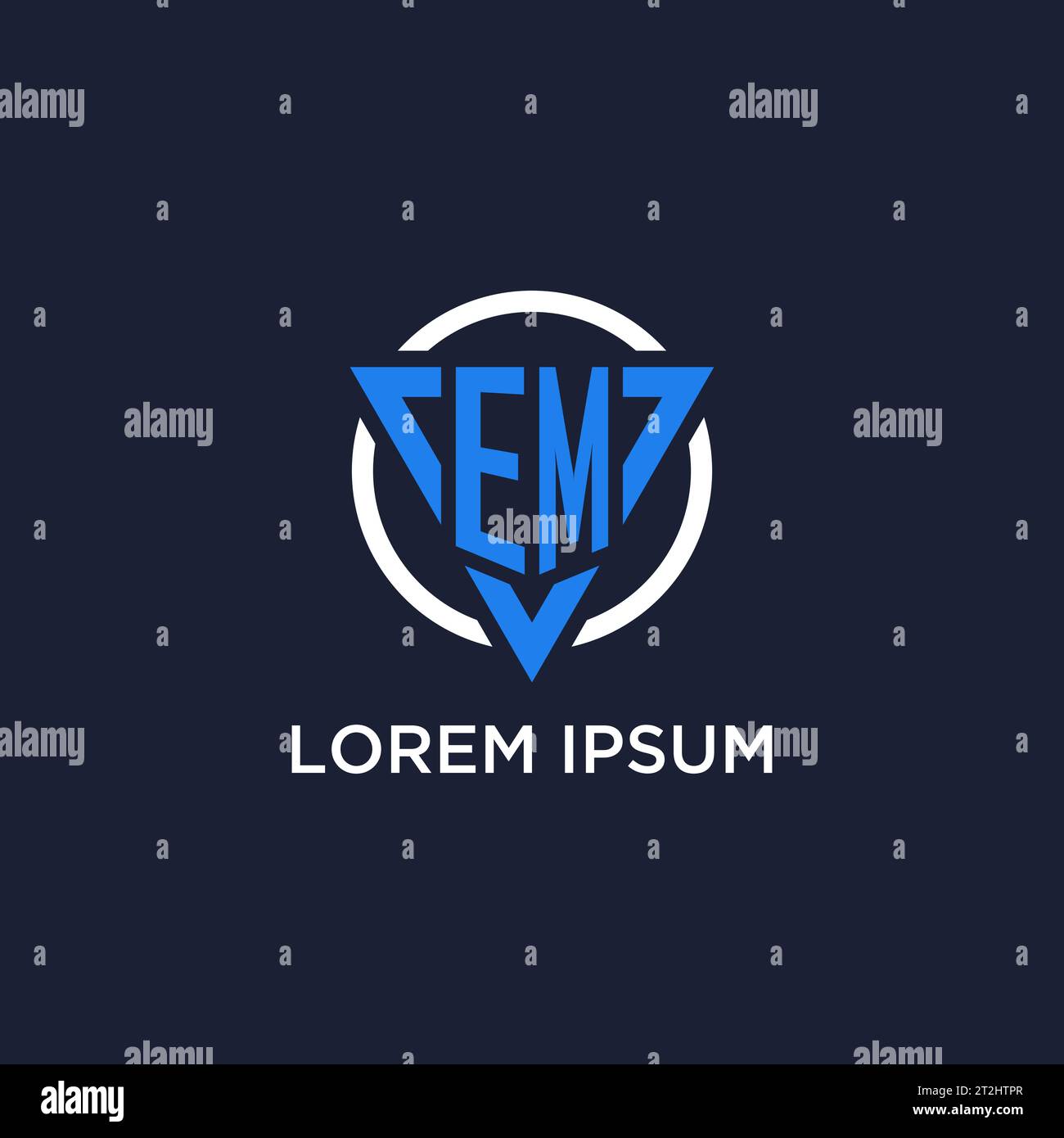 EM monogram logo with triangle shape and circle design vector Stock Vector