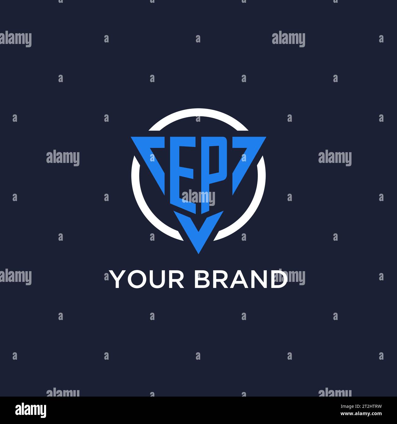 EP monogram logo with triangle shape and circle design vector Stock Vector