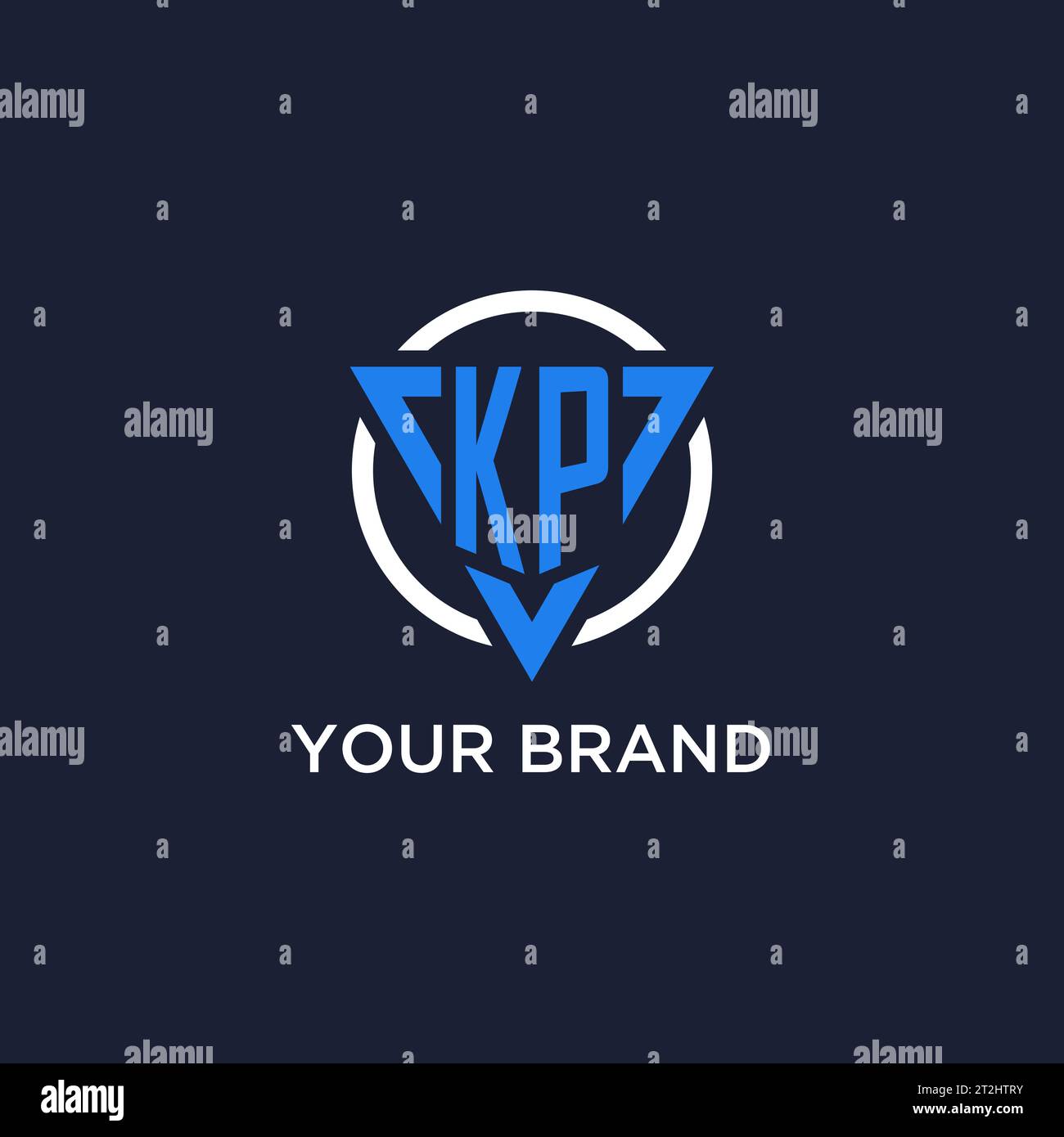 KP monogram logo with triangle shape and circle design vector Stock Vector