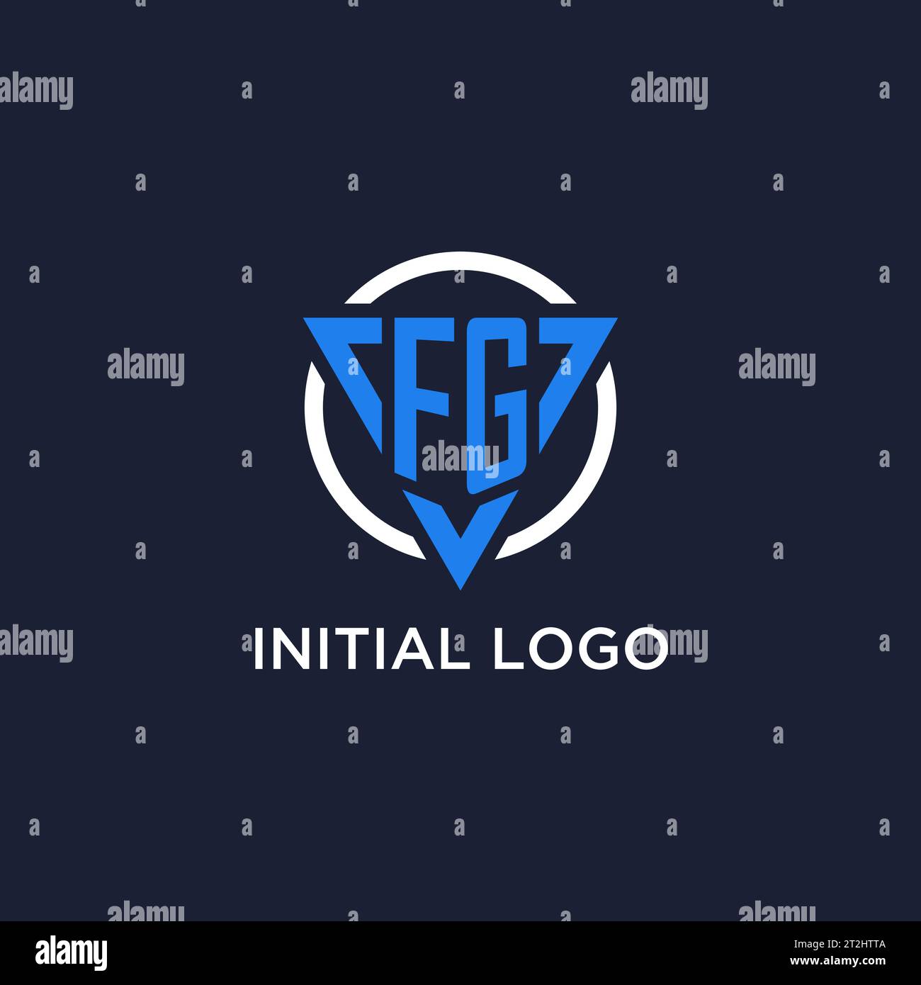 FG monogram logo with triangle shape and circle design vector Stock Vector