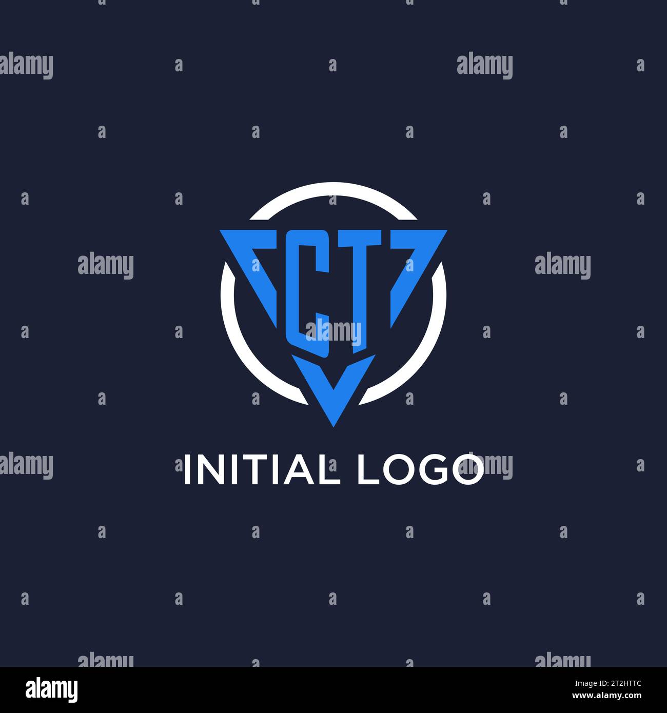 CT monogram logo with triangle shape and circle design vector Stock Vector