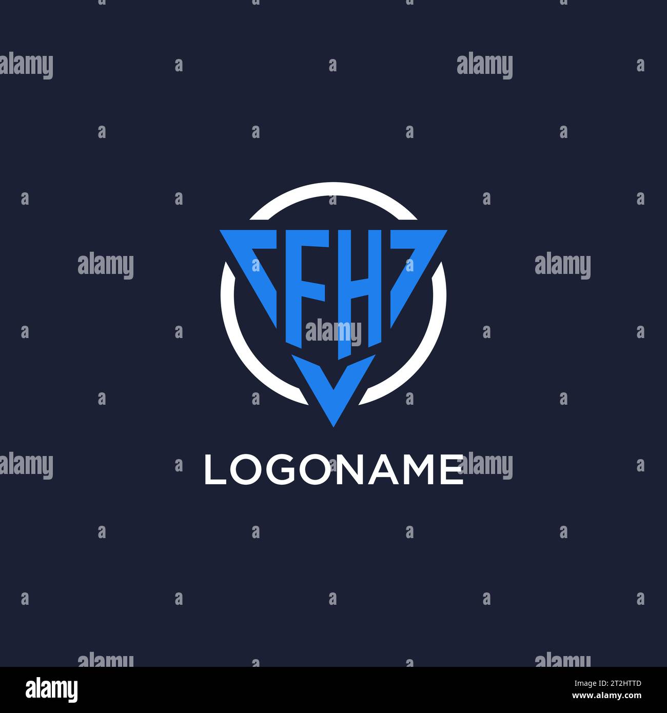 FH monogram logo with triangle shape and circle design vector Stock Vector