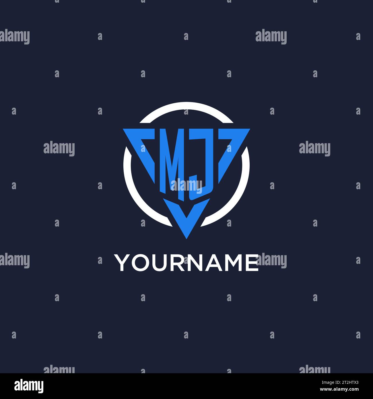 MJ monogram logo with triangle shape and circle design vector Stock Vector