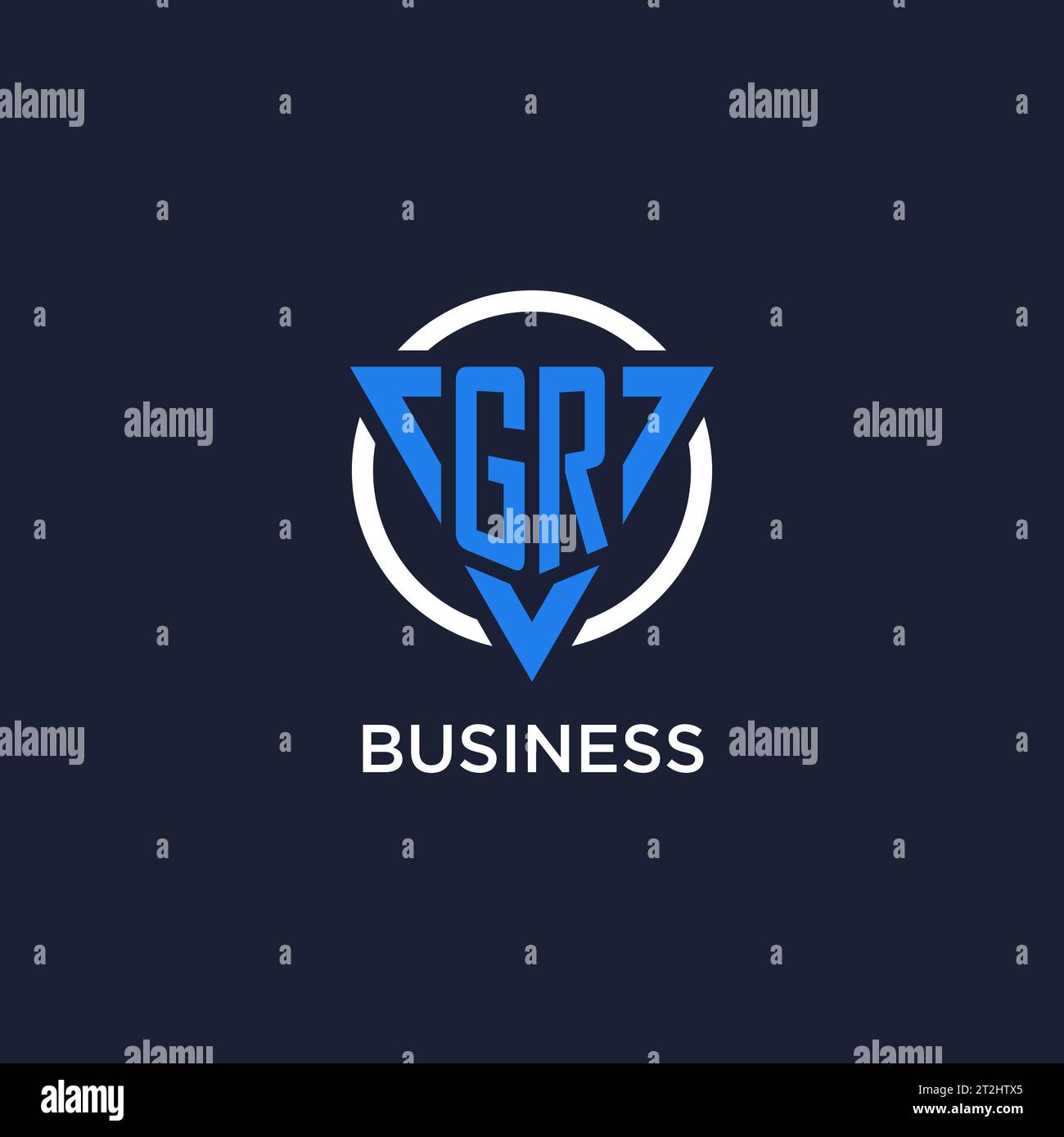 GR monogram logo with triangle shape and circle design vector Stock Vector