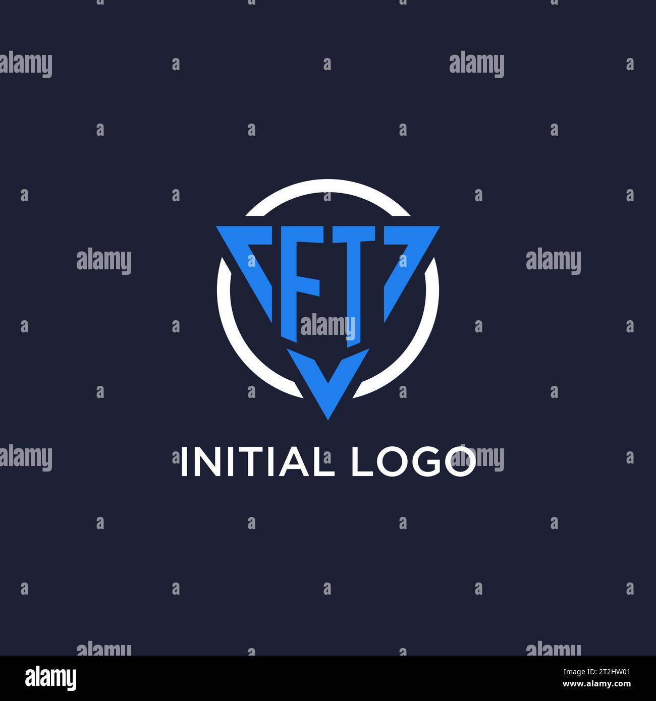 FT monogram logo with triangle shape and circle design vector Stock Vector