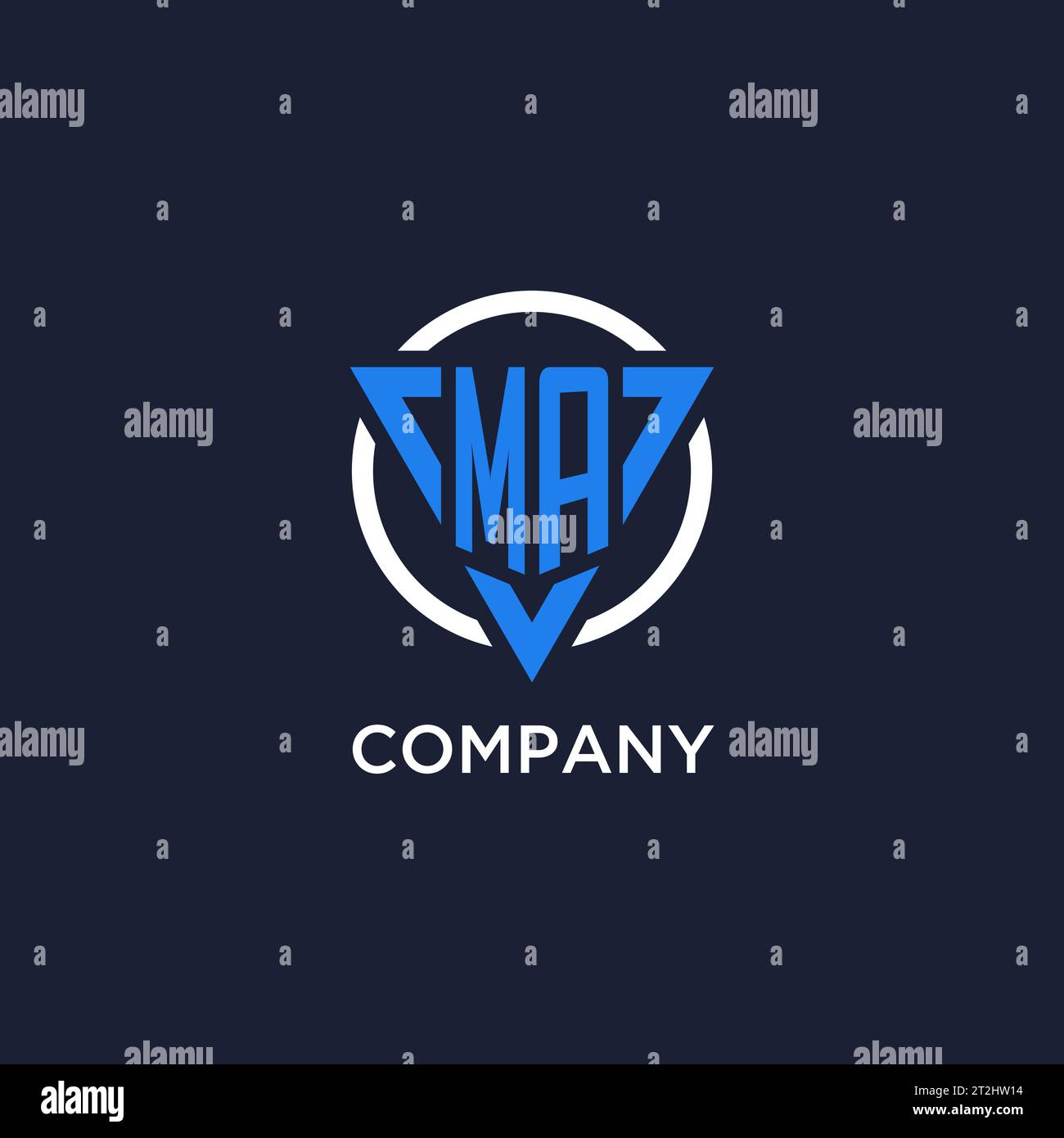 MA monogram logo with triangle shape and circle design vector Stock Vector