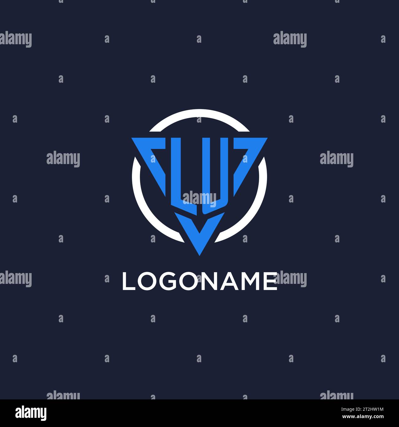 LU monogram logo with triangle shape and circle design vector Stock Vector