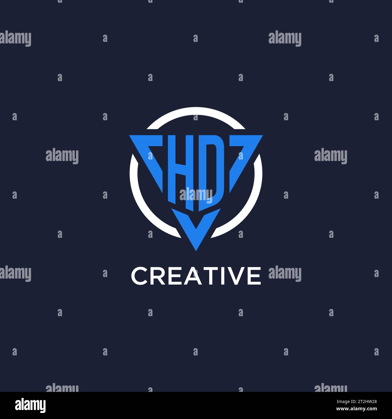 HD monogram logo with triangle shape and circle design vector Stock Vector
