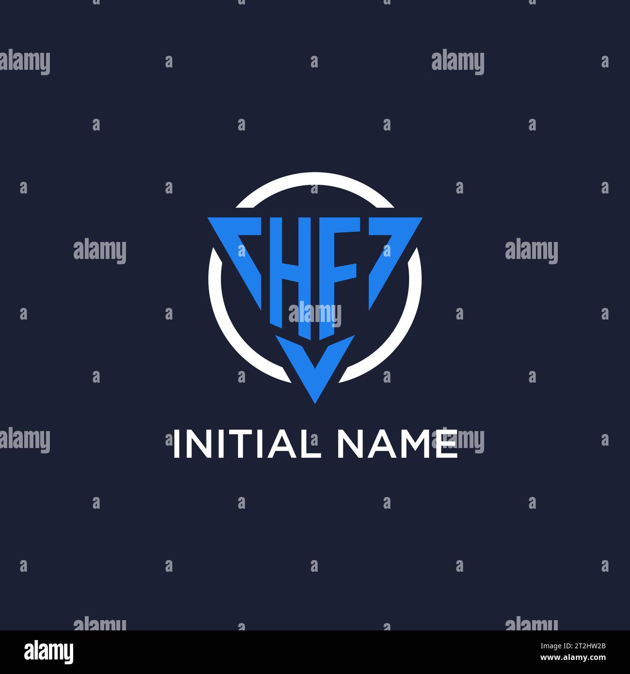HF monogram logo with triangle shape and circle design vector Stock Vector